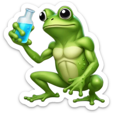 Very Muscular fitness frog doing chemistry sticker
