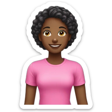 a black girl wearing pink t-shirt smiling sticker
