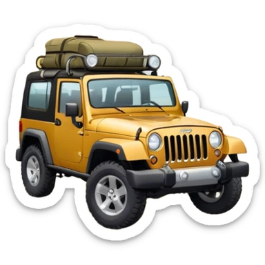Icon for Expeditions: a compass, a map, a backpack with trekking gear, and a rugged expedition jeep, set against a backdrop of snowy mountains, sand dunes, and tropical islands. The icon should capture the spirit of adventure and exploration in diverse landscapes. Transparent background. sticker