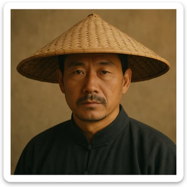 chinese man wearing rice paddy hat, style 1 sticker