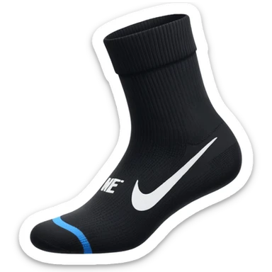 black football sock with white Nike tick sticker