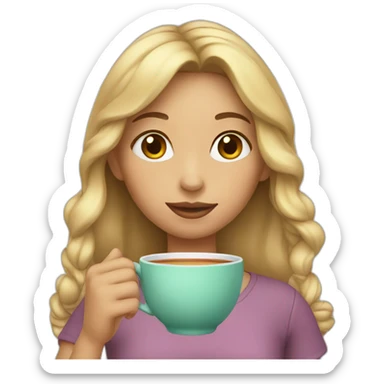 Girl sipping tea sticker