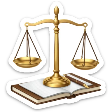 scales of justice with a notebook sticker