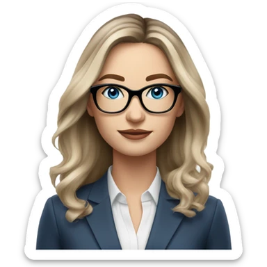 Shoulder length Balayage pale beautiful corporate woman with glasses and blue eyes sticker