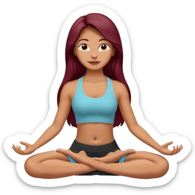 Beautiful burgundy long haired girl doing yoga sticker