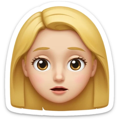 Face looking to the side with wide eyes and low mouth with raised eyebrows (the viral face for this is a bad idea, but we’re totally gonna do it together anyway) make it a girl and make them tilting their head to the side, looking at me with side eyes and mouth closed making a smiling frown face sticker