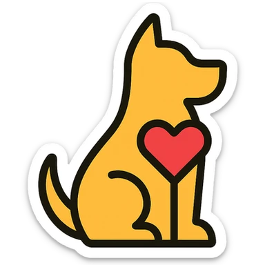 simple and clear dog silhouette with a heart shape integrated, suitable for a tab icon sticker
