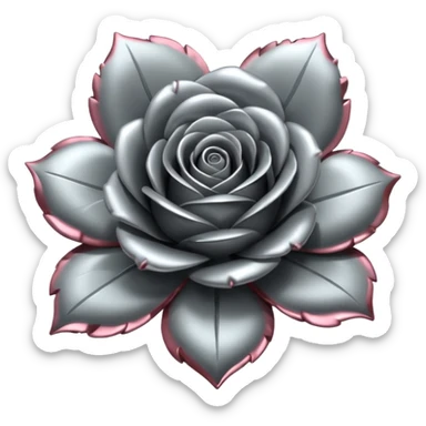 metallic gray chrome rose sticker