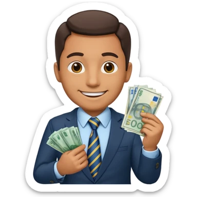 AN UNCLE with a tie in business clothes and with euro money
 sticker