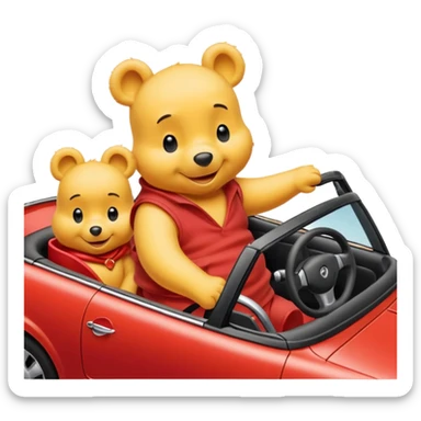 Winne the Pooh riding a car sticker