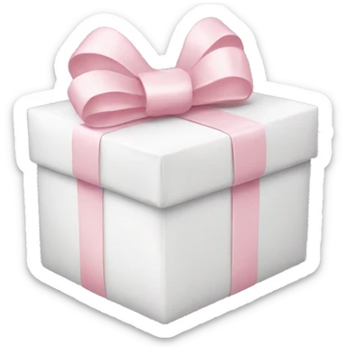white wrapped present with light pink bow sticker