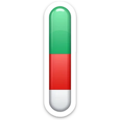 A vertical capsule-shaped progress bar with a color gradient from green at the bottom to red at the top. The bar is divided into segments by thin lines, with bold, outlined numbers scaling upward next to it.  sticker