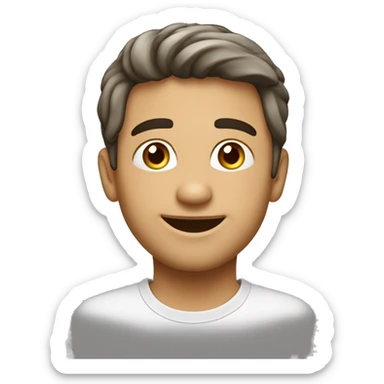 homem 21 anos, branco, 2 brincos pequenos, 1 em cada orelha, de touca e feliz sticker