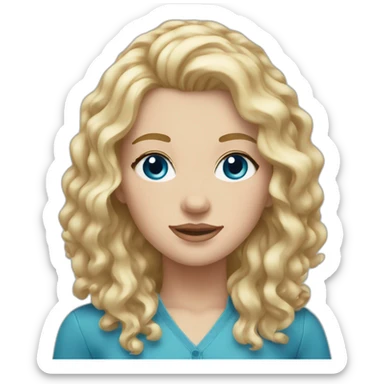 white girl with blonde wavy hair and blue eyes sticker