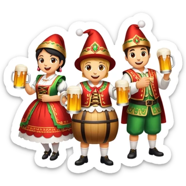 Cinematic Realistic Oktoberfest Pop Culture Emoji, depicting a vibrant celebration with beer, music, and traditional costumes rendered with dynamic textures and festive lighting. sticker