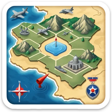 strategic military map with military objects sticker