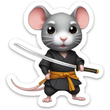 ninja rat with katana sticker