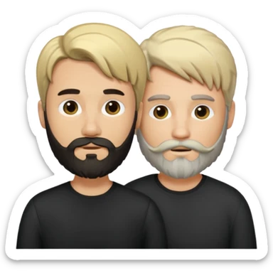 Man with a beard and long hair black gathered with another short-haired blond man sticker