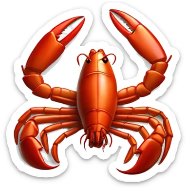 cooked red lobster served on a plate, with a focus on its claws and tail, vibrant and appetizing.” sticker