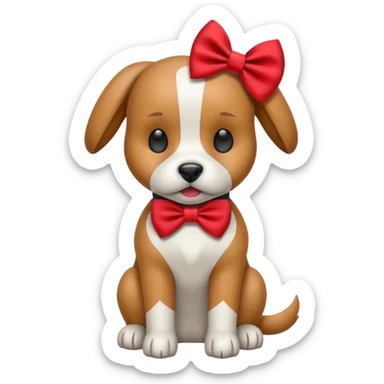 animatronic dog with red bow time like fnaf but dog emoji ios only face sticker