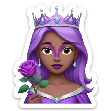 Purple rose flower with silver tiara sticker