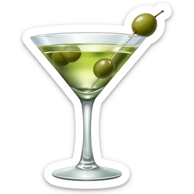 martini with 3 green khaki olives. liquid should be a bit more of a clear color. fancy  sticker