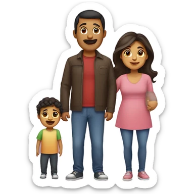Hispanic mom, dad, little girl and baby boy sticker
