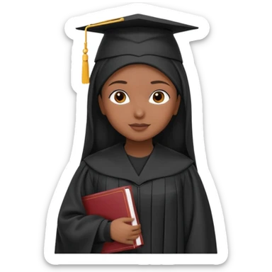 Muslim girl wearing black abaya and hijab in graduation gown and hat back side view  sticker