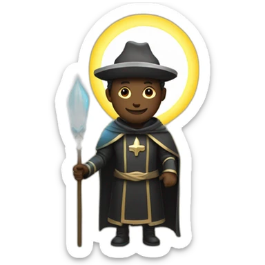 black pilgrim with a staff and a halo of light sticker