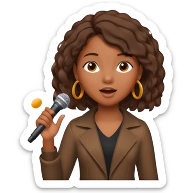 African American girl singing with microphone in her hand Abe music notes everywhere floating around sticker