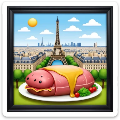  paris city SPAM meat jeff koons style sculpture arty landscape  sticker