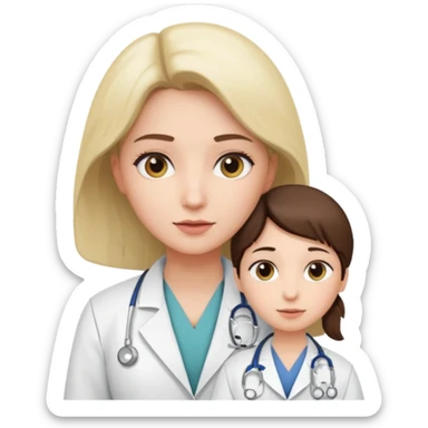 A medic (woman) attending to a person at the hospital sticker