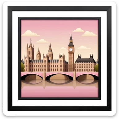 london in beige brown and pink tones sticker