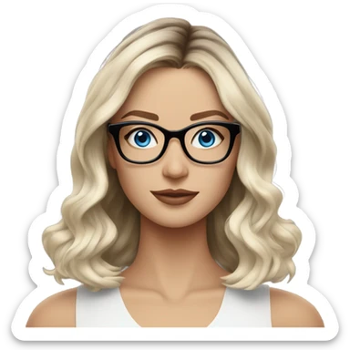 Shoulder length Balayage pale model lady with glasses and blue eyes  sticker