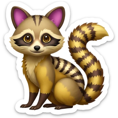 Colorful neon-colored exotic shiny beautiful fantasy-Cacomistle-tanuki-genet-oncilla-animal-hybrid (full body) sticker