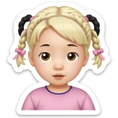 White asian toddler girl with one pigtail on top sticker