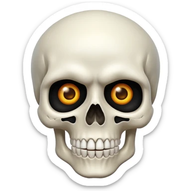 a skull face looking very suprized and mewing that looks very realistic sticker
