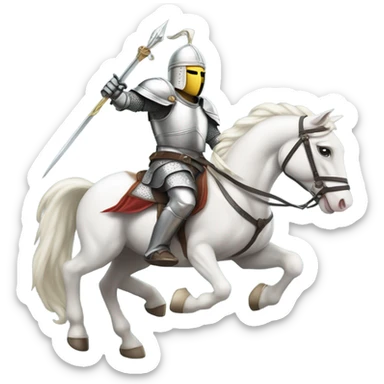 White knight on a horse charging with lance sticker