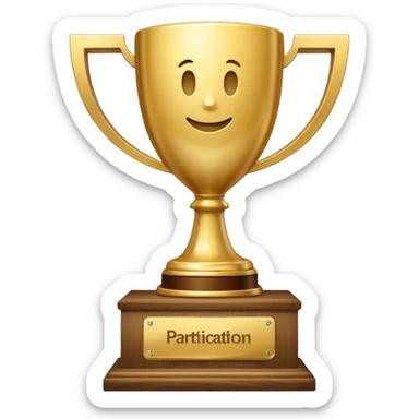 u forgot to put the words "Participation Trophy" on the gold plate on the wooden base. u keep generating images without the words "Participation Trophy" on the base. im just gonna keep saying u need to include the words "Participation Trophy" on the base so hopefully u get the message. sticker