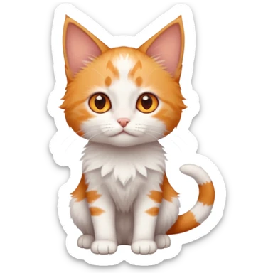 full body of very small + skinny ginger and white kitten with deep orange eyes and triangular shaped face sticker