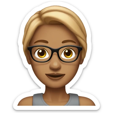 siren eyes, caramel hair color girl with siren office eyeglasses sticker