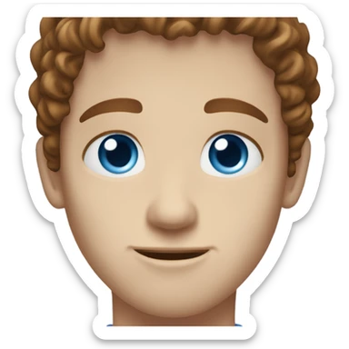 Thin white face, freckles, blue eyes, brown hair wavy, long hair  sticker