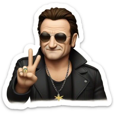 Bono doing peace sign sticker