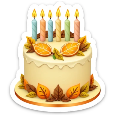 Fall themed pastel birthday cake with candles  sticker