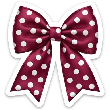 Burgandy bow with white polka dots sticker
