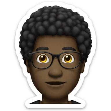 African American Man, black afro, black & gold immediately glasses and gold necklace  sticker