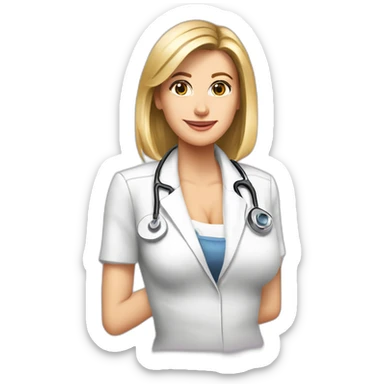 Posh-Radiologist-performing-breast-mammography-to-leni-klum sticker