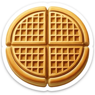 round waffle with grid texture, golden brown sticker