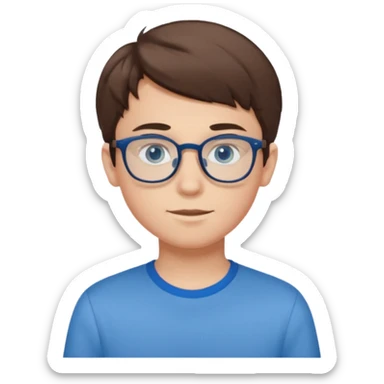 adolescent garçon taille moyenne corpulence maigre cheveux chatain court yeux bleus lunettes sticker