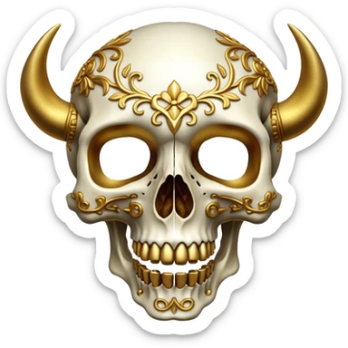 An ornate gilded canine skull  sticker
